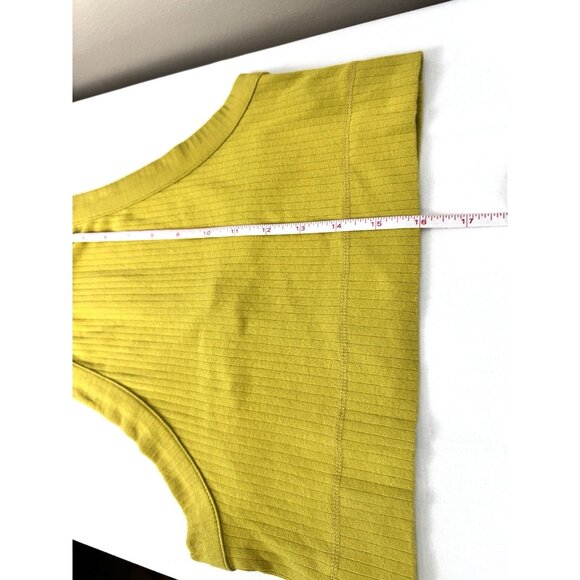 Intimately Free People Yellow Green Ribbed Crop Tank Top M Y2K Festival Grunge - Picture 7 of 7